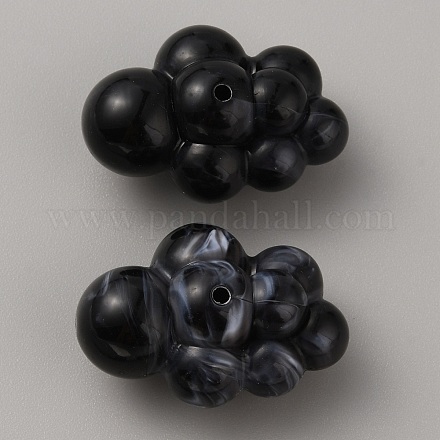 不透明なアクリルビーズ  雲  ブラック  33x23x17.5mm  穴：1.8mm&nbsp;SACR-TAC0005-04B-1