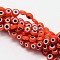 Handmade Evil Eye Lampwork Flat Round Bead Strands, Orange Red, 10x4mm, Hole: 1mm, about 38pcs/strand, 14 inch