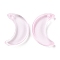 Transparent Baking Paint Glass Beads, Moon, Top Drilled, Pink, 15.5x13x3.5mm, Hole: 1.2mm
