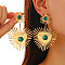 Alloy Rhinestone Dangle Stud Earrings, Golden, Heart, 50mm