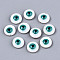 Natural Freshwater Shell Beads, with Enamel, Flat Round with Evil Eye, Light Sea Green, 10.5x4~5mm, Hole: 0.8mm