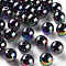 Opaque Acrylic Beads, AB Color Plated, Round, Prussian Blue, 12x11mm, Hole: 2.5mm, about 566pcs/500g