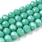 Opaque Solid Color Glass Beads Strands, Faceted, Rondelle, Light Sea Green, 6x5mm, Hole: 1mm, about 80~85pcs/strand, 38~40cm