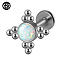 G23 Titanium Threadless Labrets, with Imitation Opal, Stainless Steel Color, Rhombus, 6mm, Pin: 1.2mm
