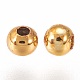 真鍮ビーズ  長持ちメッキ  ラウンド  ゴールドカラー  8x7.5mm  穴：1.6mm&nbsp;LS-KK-E759-8mm-08G-2