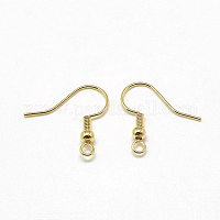 真鍮のピアスフック  耳ワイヤー  水平ループ付き  18KGP本金メッキ  18x18x3mm  穴：1.5mm  20ゲージ  ピン：0.8mm&nbsp;KK-T032-006G