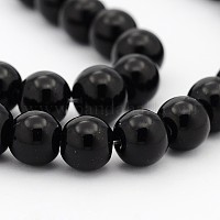 ブラック不透明ガラスラウンドビーズ連売り  8mm  穴：1mm  約40個/連  11~12インチ&nbsp;X-GR8mm27Y
