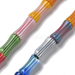 Handmade Millefiori Lampwork Beads Strands, Bamboo Stick, Mixed Color, 11~12x5~6mm, Hole: 0.6mm, about 33pcs/strand, 15.35 inch(39cm)
