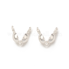 Brass Bead Tips, Calotte End Caps, Clamshell Knot Cover, Cadmium Free & Nickel Free & Lead Free, Silver, 6x3mm, Hole: 1.2mm