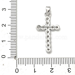 真鍮マイクロパヴェクリアキュービックジルコニアペンダント  クロスチャーム  プラチナ  25x14x2mm  穴：2.5x4mm&nbsp;KK-H254-09P