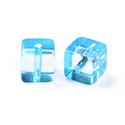 透明なアクリルビーズ  正方形  ディープスカイブルー  16.5x16x16mm  穴：3mm  約116個/500g&nbsp;MACR-S374-14-B01