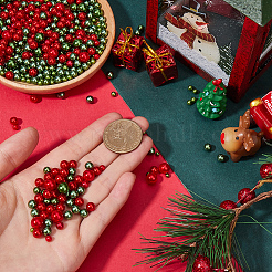 2セット2色のプラスチックビーズ  穴がない  ラウンド  クリスマスのために  ミックスカラー  3~7.5mm  約750~1000個/セット  1セット/色&nbsp;KY-SC0002-25