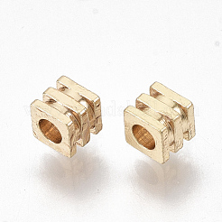 真鍮ビーズ  キューブ  ニッケルフリー  18KGP本金メッキ  3x3x3mm  穴：1.6mm&nbsp;KK-T055-022G-NF