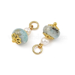 Natural Larimar and Shell Pearl Pendants&nbsp;PALLOY-JF05955