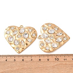 304ステンレスペンダント  ラインストーン付き  イオンプレーティング（ip）  ゴールドカラー  ハートチャーム  39x41.5x6mm  穴：3mm&nbsp;SA-CBA4D96-14A-G