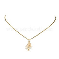 Natural Baroque Keshi Pearl Moon Teardrop Pendant 304 Stainless Steel Satellite Chain Necklaces for Women&nbsp;NJEW-JN06175