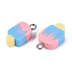 手作り樹脂粘土ペンダント  アイスクリームのチャーム  鉄ループ付き  フラミンゴ  18~19.5x8.5~10.5x5mm  穴：1.8~2mm&nbsp;CLAY-Q253-07P-07