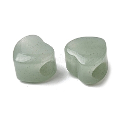 天然グリーンアベンチュリンヨーロッパビーズ  ハートに大きな穴ビーズ  13x14.5~15x10.5~11mm  穴：5.5~5.6mm&nbsp;G-C269-01E