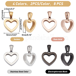 8Pcs 4 Colors 304 Stainless Steel Pendants&nbsp;STAS-DC0006-49