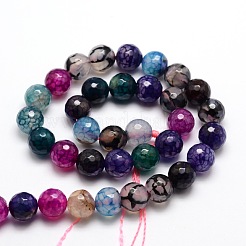 Dyed Natural Agate Faceted Round Beads Strands&nbsp;G-E320E-12mm-05
