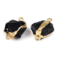 Raw Rough Natural Obsidian Nuggets Connector Charms&nbsp;G-T141-17