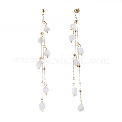 Natural White Moonstone Dangle Stud Earring&nbsp;EJEW-JE04122-01