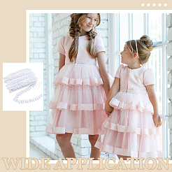 20M Polyester Satin Pleated Lace Ribbon&nbsp;OCOR-WH0093-01B