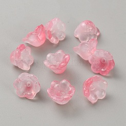 ガラスグラデーションカラービーズキャップ  6  - 花びらの花  パールピンク  12x7mm  穴：1.2mm&nbsp;GLAA-WH0017-09A-28