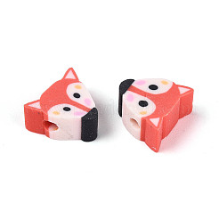 手作り樹脂粘土ビーズ  キツネ  トマト  7.5~9.5x8~9x4.5~5mm  穴：1.8mm&nbsp;CLAY-T023-19