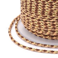 メタリック糸を使用した4本撚りポリコットンコード  手作りマクラメ綿ロープ  ひも壁掛け用植物ハンガー  ブラウン  1.5mm  約21.8ヤード（20m）/ロール&nbsp;OCOR-Z003-C06