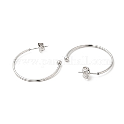 変色しない304ステンレススチールスタッドピアス  ハーフフープイヤースタッド  ステンレス鋼色  26x3x26mm&nbsp;EJEW-H134-02B-P