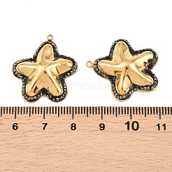 304ステンレスペンダント  クレイラインストーン付き  ゴールドカラー  ヒトデのチャーム  25.5x23.5x6mm  穴：1.5mm&nbsp;STAS-P445-01D-G