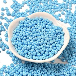 焼付塗装ガラスシードビーズ  ドーナツ  ディープスカイブルー  4x2.5mm  穴：1mm  約137個/10g&nbsp;X1-SEED-B001-02A-12