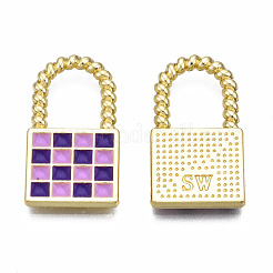 ラックメッキ合金チェッカーボードペンダント  エナメル  カドミウムフリー＆鉛フリー  グリッド模様でロック  インディゴ  20.5x11.5x2mm  穴：8x6.5mm&nbsp;PALLOY-S132-255C-RS