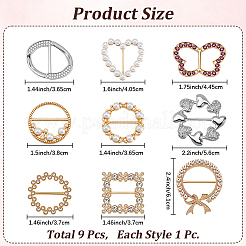 9種類のスタイルの合金バックル9個  ストラップベルト用  服飾材料  ミックスカラー  混合図形  30~61x30~51x2~9mm&nbsp;AJEW-GF0011-33