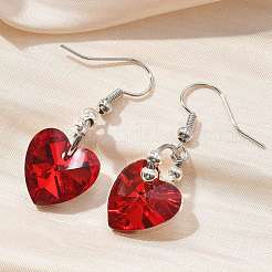 Heart Glass Dangle Earrings&nbsp;X-EJEW-JE01737