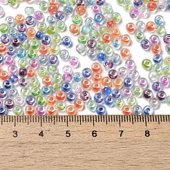 透明なガラスの丸いシードビーズ  色の内側  ラウンド  ミックスカラー  6/0  4x3mm  穴：1.2mm  約161個/10g&nbsp;X1-SEED-B001-05A-17