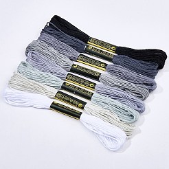 1本撚りコットン刺繍糸 6袋  クロスステッチ糸  DIY縫製用  グレー  1.2mm  約8.20ヤード（7.5m）/かせ  8色  1 かせ/色  8 かせ/バッグ&nbsp;DIY-DJ0005-19