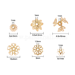 540個6スタイルの鉄製ビーズキャップ  マルチ花弁  ゴールドカラー  6~10x1~10mm  穴：1~1.5mm&nbsp;IFIN-CJ0001-59