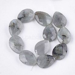 天然石ラブラドライトビーズ連売り  多面カット  ティアドロップ  18x13~13.5x5.5~6mm  穴：1.2mm  約11個/連  7.8インチ&nbsp;X-G-S354-07