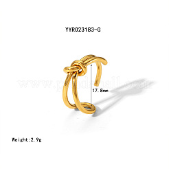 ミニマリストな304ステンレススチールのノットオープンカフリング  18KGP本金メッキ  内径：17.8mm&nbsp;EO4616-1