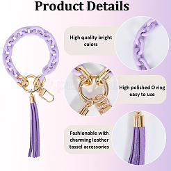 2Pcs Acrylic & Zine Alloy & PU Pendant Decoration&nbsp;KEYC-CL0001-44C