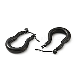 イオンプレーティング（IP）304ステンレススチールツイストオーバルフープピアス（女性用）  電気泳動黒  23.5x17x3.5mm  ピン：0.8mm&nbsp;EJEW-G293-07EB