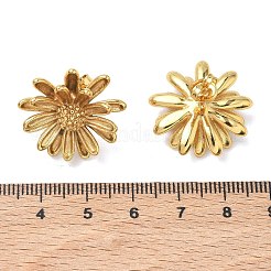 女性用304ステンレススチールスタッドピアス  花  イオンプレーティング（ip）  ゴールドカラー  24x23mm&nbsp;EJEW-K333-18G