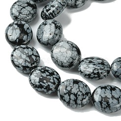 天然石スノーフレークオブシディアンビーズ連売り  フラットオーバル  15~16x13.5~14x6~7mm  穴：1mm  約26個/連  15.79''（40.1センチメートル）&nbsp;G-K365-B15-03