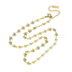 Flower 304 Stainless Steel Link Chain Necklaces for Women&nbsp;NJEW-M107-01G