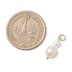 Natural Freshwater Pearl Potato & Shell Pearl Round Bead Pendants&nbsp;PALLOY-JF04714-02