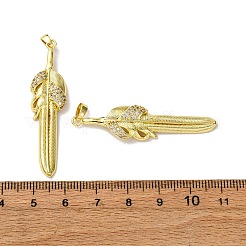 Brass Micro Pave Cubic Zirconia Pendants&nbsp;KK-F911-21G