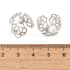 真鍮のフラワービーズキャップ  ニッケルフリー  3花びら  長持ちメッキ  プラチナ  16.4x11.8mm  穴：1.2mm&nbsp;KK-K381-03P