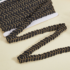 ポリエステル＆コットンリボン  服飾材料  ブラック  5/8インチ（17mm）  約5.47ヤード（5m）/セット&nbsp;OCOR-WH20001-63C